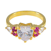 Zazlle Red Gemstone Engagement Ring with Heart Design Ruby CZ Red